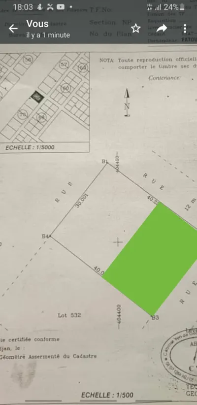Terrain commercial 600m² — Bingerville Anna