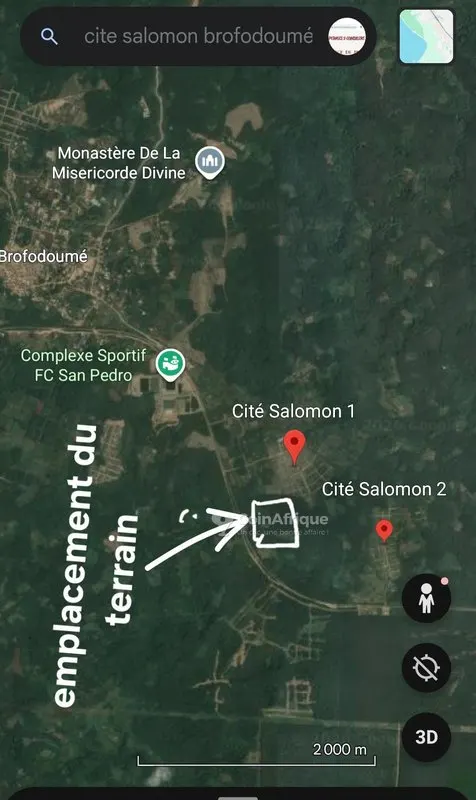 Terrain 520 m² avec accès individuel — Brofodoumé