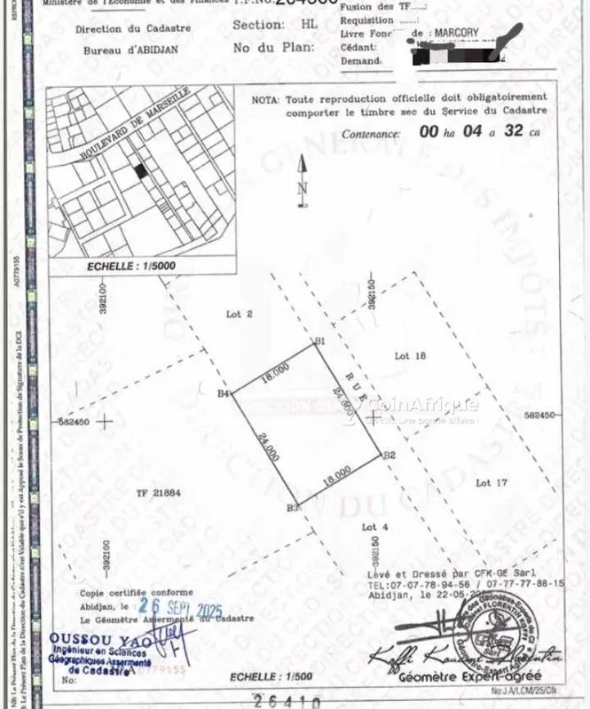 Terrain bâti 432 m² — Marcory Zone 4