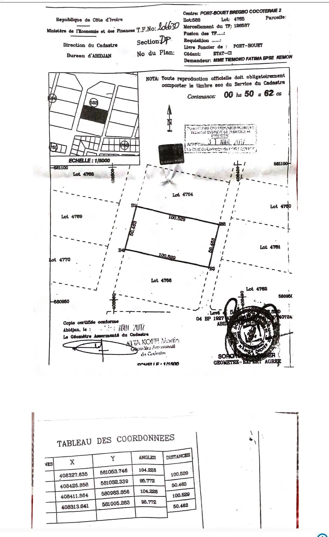 Terrain 5062 m² avec ACD — Cocotéraie Port-Bouet