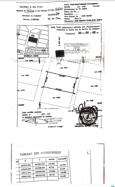 Terrain 5062 m² avec ACD — Cocotéraie Port-Bouet